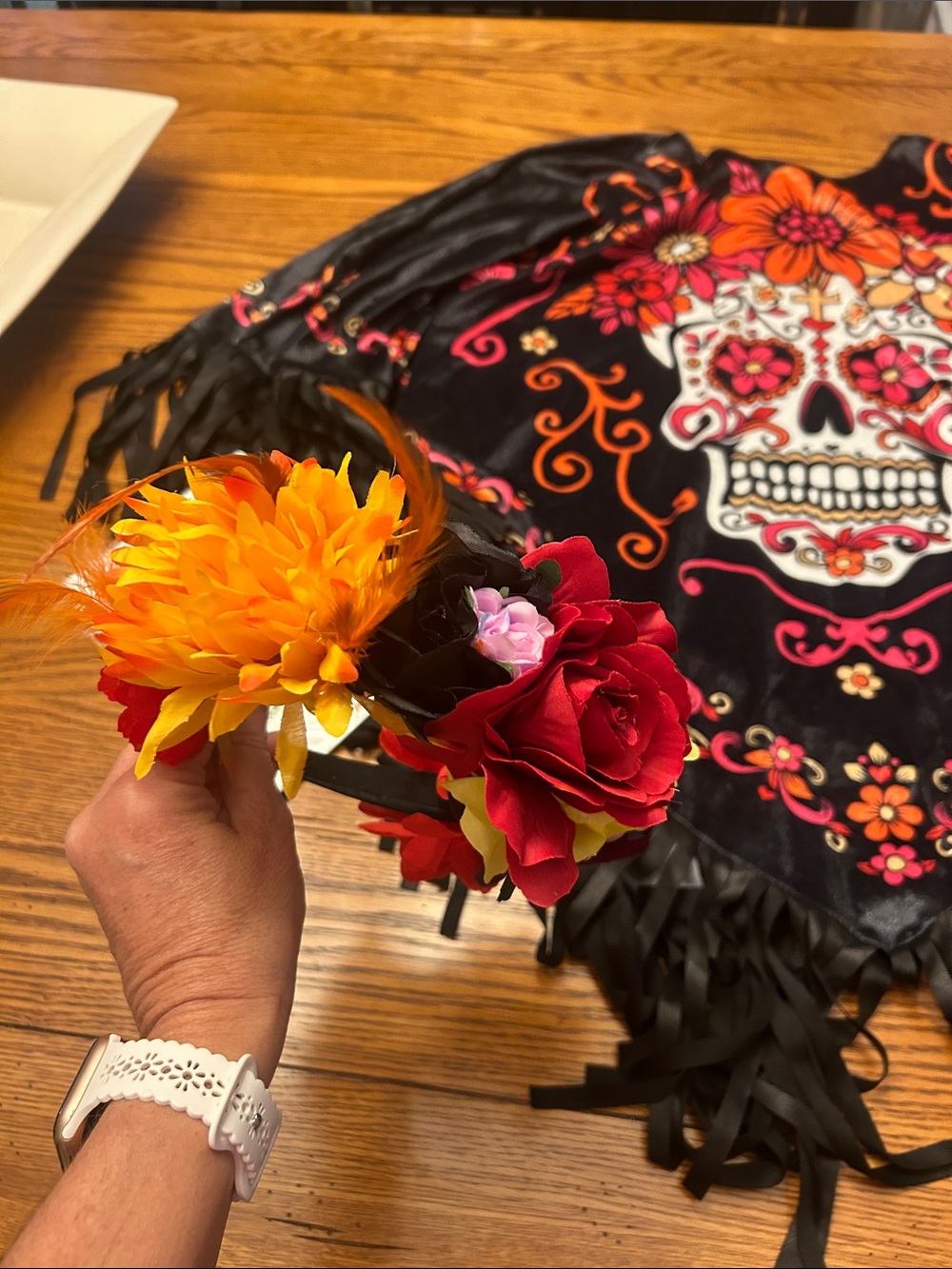 Day of the Dead Costume, head piece and tattoos/2 - Picture 3 of 4
